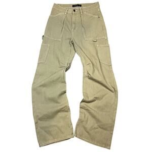 Lioness Barrel Leg Cargo Jeans Womens S Green Baggy Grunge Wide Leg Carpenter